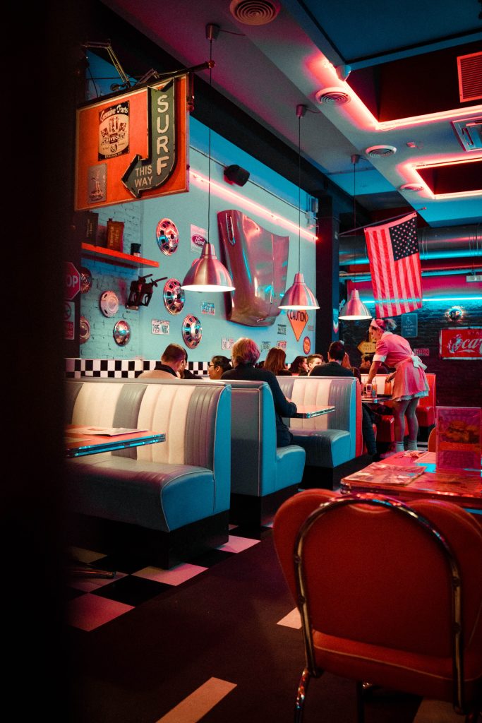 50s themed diners are a perfect venue for your 1950s inspired party.